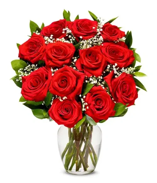 12pcs Red Roses in Vase to Taguig