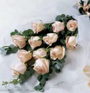 12pc Peach Roses Bouquet