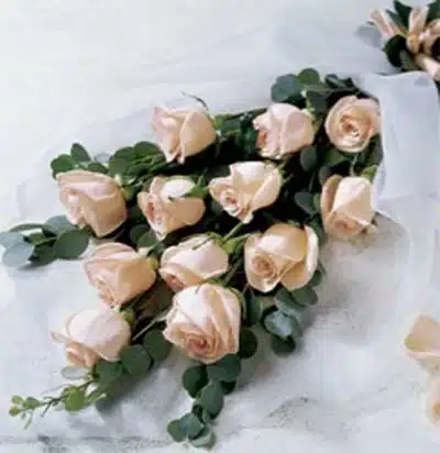 12pc Peach Roses Bouquet