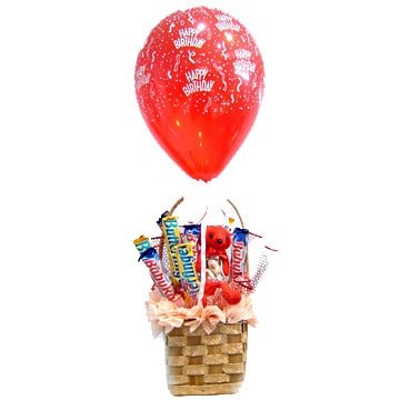 Send flowers to Philippines, Flower delivery Philippines, Send roses to Philippines Flower shop Philippines Birthday Balloon With Chocolate Basket