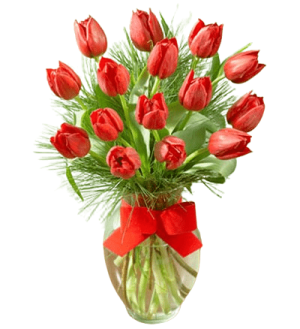 Classic Red Tulip Vase Arrangement