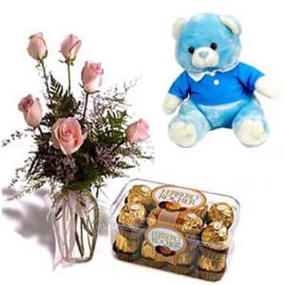 Send flowers to Philippines, Flower delivery Philippines, Send roses to Philippines Flower shop Philippines Flowers in a Vase, Teddy and Ferrero