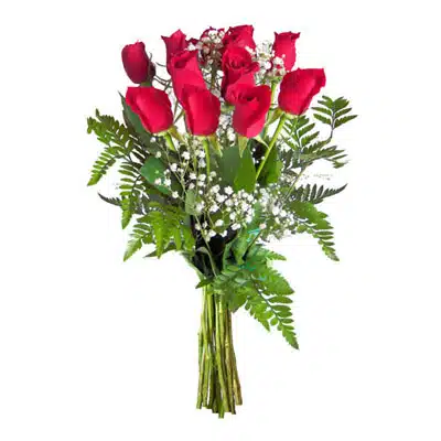 12pcs Red Roses in a Vase with Fillers