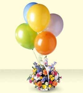 Flowers and Balloons Bouquet