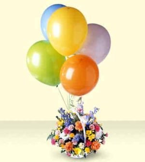 Flowers and Balloons Bouquet