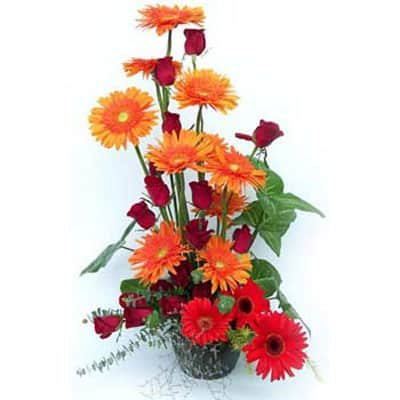 Send flowers to Philippines, Flower delivery Philippines, Send roses to Philippines Flower shop Philippines Lovely Mixed Gerbera and Rose Arrangement