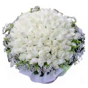 100pcs White Roses Bouquet