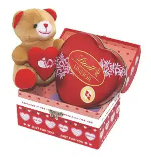 Send flowers to Philippines, Flower delivery Philippines, Send roses to Philippines Flower shop Philippines Cute Teddy with Lindt Heart Chocolate