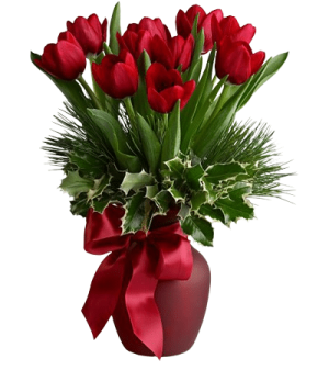 Red Tulips In A Vase