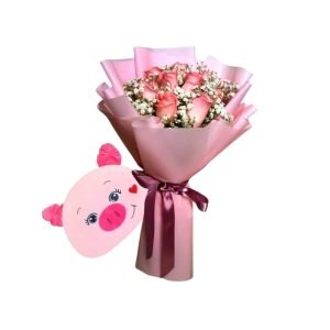 Rose with Piggy Pillow