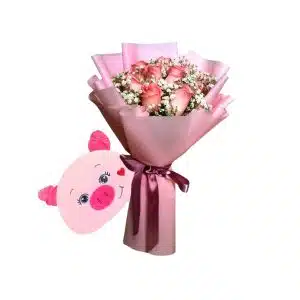 Rose with Piggy Pillow