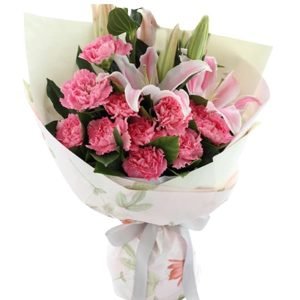 Carnation and Lilies Flower Bouquet