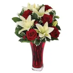 Red rose with Lilies