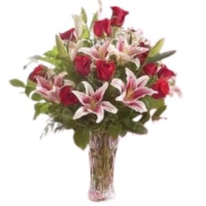 Roses and Lilies in Vase