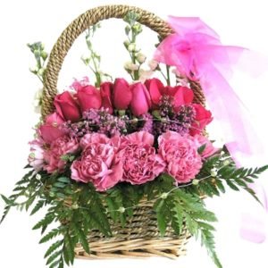 Wicker Basket Flower Arrangement