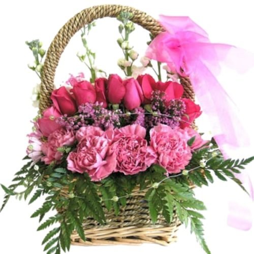 Wicker Basket Flower Arrangement