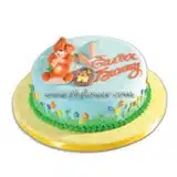 Red ribbon Easter bunny cake