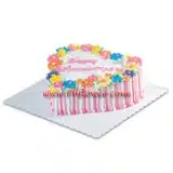 Red ribbon heart shape cake