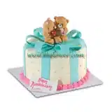 Red ribbon anniversary affection cake
