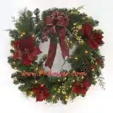 20 Inches 100-Light Poinsettia Wreath