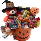 Jack O Lantern with Teddy Bear Gift Basket