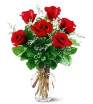 6pcs Red Roses in Vase to Taguig