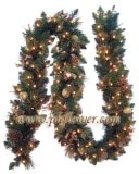 9' Harvest Gold Garland with Pine Cones