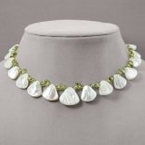 14K 5.35 cttw. Mother of Pearl & Peridot Necklace