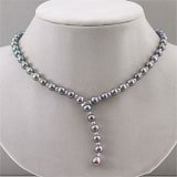 Black Freshwater Pearl & Sterling Lariat Necklace