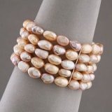 4 Row 8-9mm Fresh Water Pink Pearl Bracelet