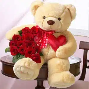 Cuddle Teddy with Bouquet