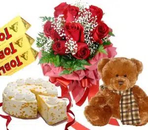 Romantic Rose and Cake Combo