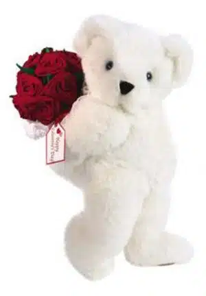 Red Rose Bouquet and white Bear