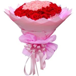 100 Pink n' Red Roses Bouquet