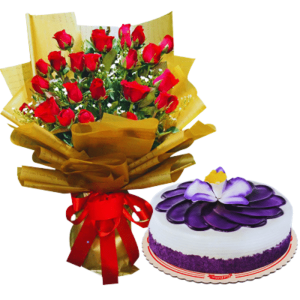 Rose with Red Ribbon Cake