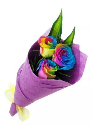 3pcs Rainbow Roses Bouquet