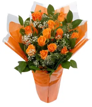12pcs Orange Rose in Vase