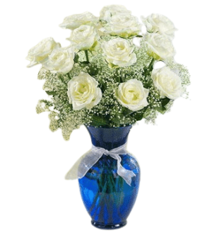 12pcs White Roses in Vase to Taguig