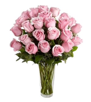 24pcs Pink Roses in Vase to Taguig