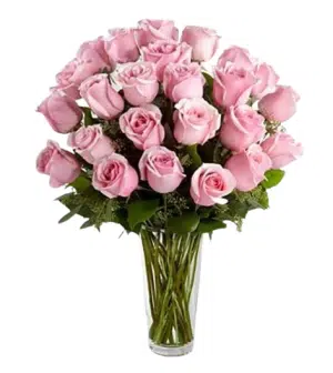 24pcs Pink Roses in Vase to Taguig