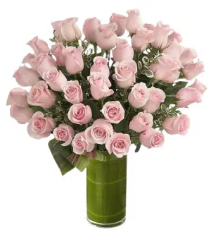 36pcs Pink Roses in Vase to Taguig