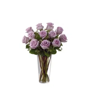 12pcs Lavender Roses in Vase