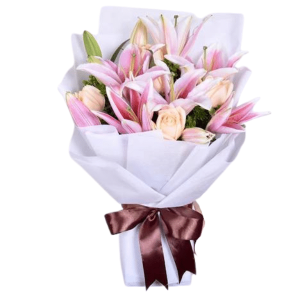 Baby Pink Rose and Lily Bouquet