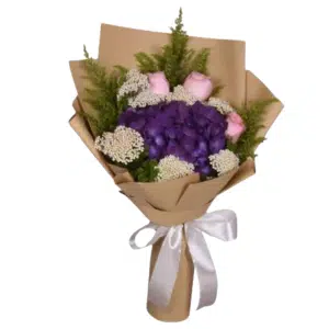 Purple Hydrangea And Rose Bouquet