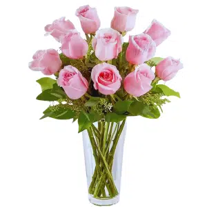 12 Pink Roses in Vase to Taguig