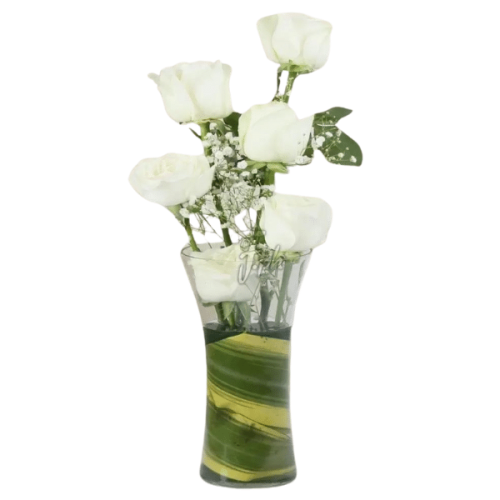 Classic 6pcs White Roses in Vase to Zambales