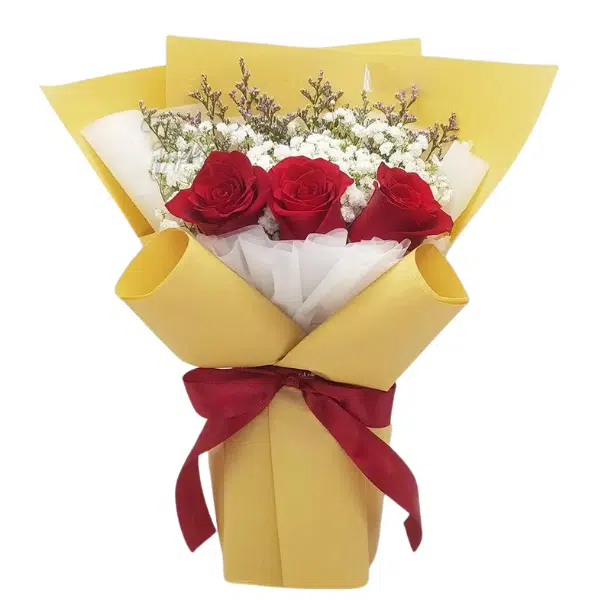 Send flowers to Philippines, Flower delivery Philippines, Send roses to Philippines Flower shop Philippines Bouquet of 3pcs Red Roses to Taguig
