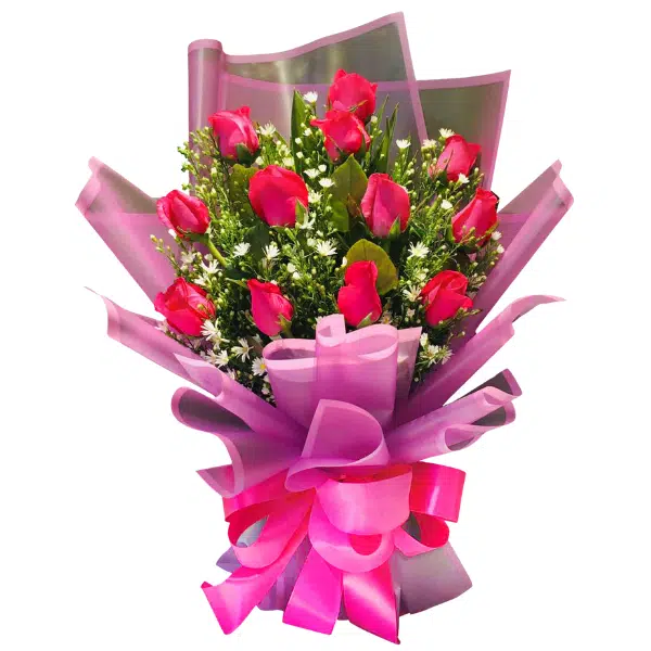 Send flowers to Philippines, Flower delivery Philippines, Send roses to Philippines Flower shop Philippines Bouquet of 12pcs Pink Roses to Taguig
