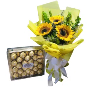 Bouquet of Sunflower with Ferrero Chocolate