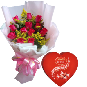 12pcs Red Rose-Heart Lindt Chocolate